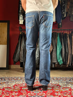 LEVIS 501 ORIGINAL STRAIGHT FIT DARK WASH DENIM JEANS - 34