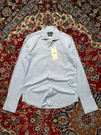 MASSIMO DUTTI TESSUTO ITALIANO LIGHT BLUE MICRO CHECK BUTTON DOWN SHIRT - L