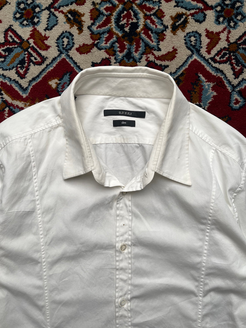 GUCCI WHITE SLIM FIT BUTTON DOWN SHIRT - L