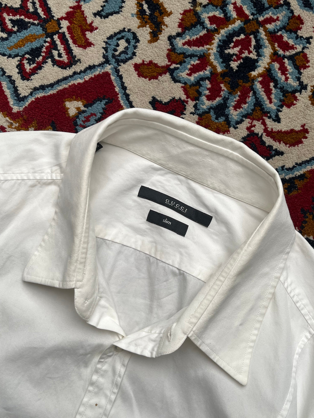 GUCCI WHITE SLIM FIT BUTTON DOWN SHIRT - L