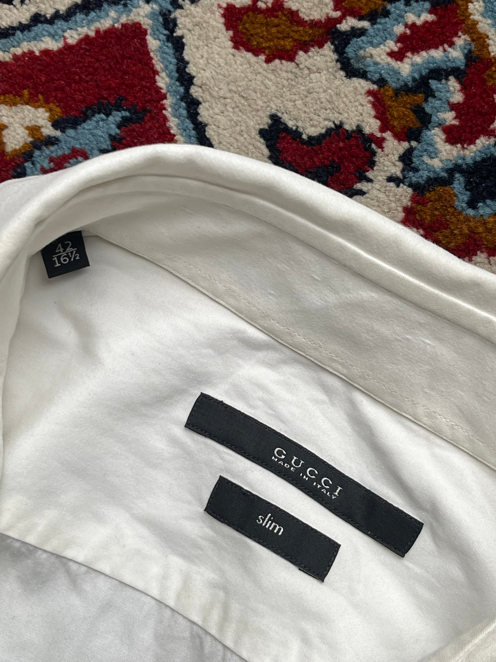 GUCCI WHITE SLIM FIT BUTTON DOWN SHIRT - L