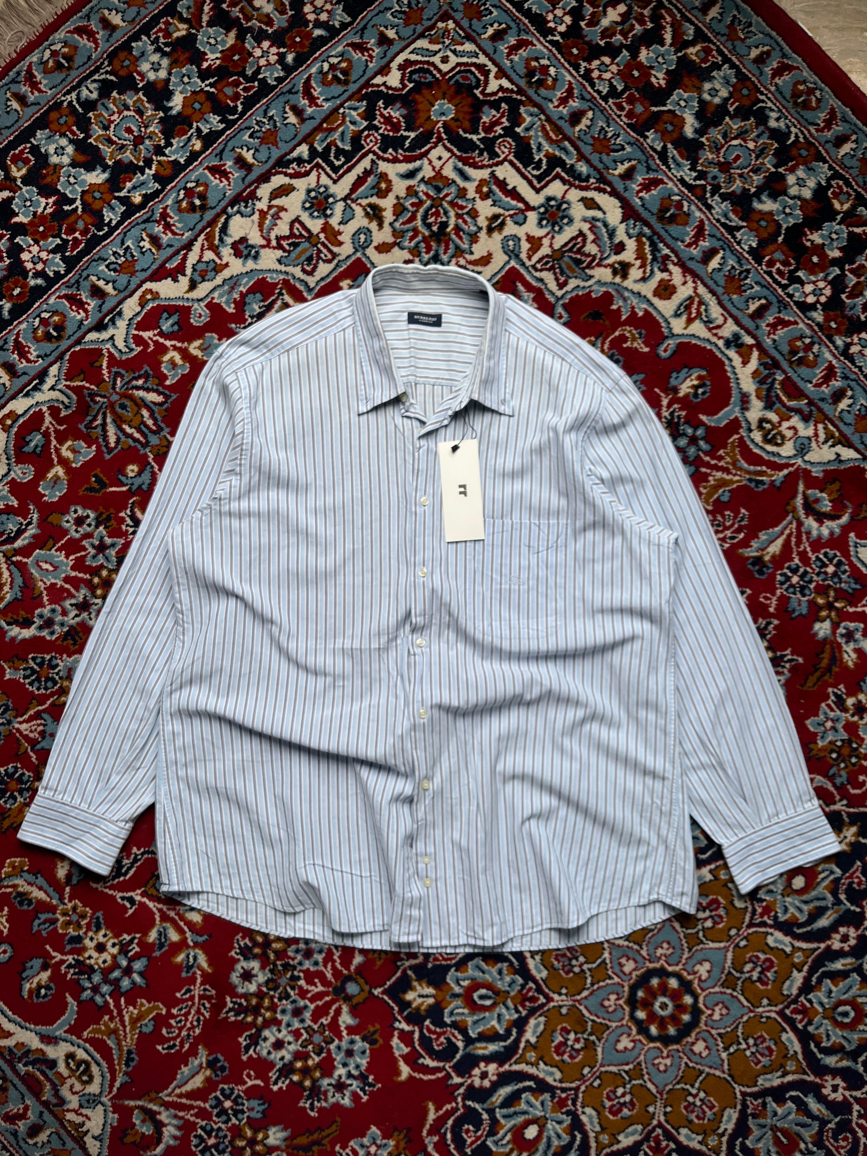 BURBERRY LONDON BLUE STRIPED OXFORD BUTTON DOWN SHIRT - XL