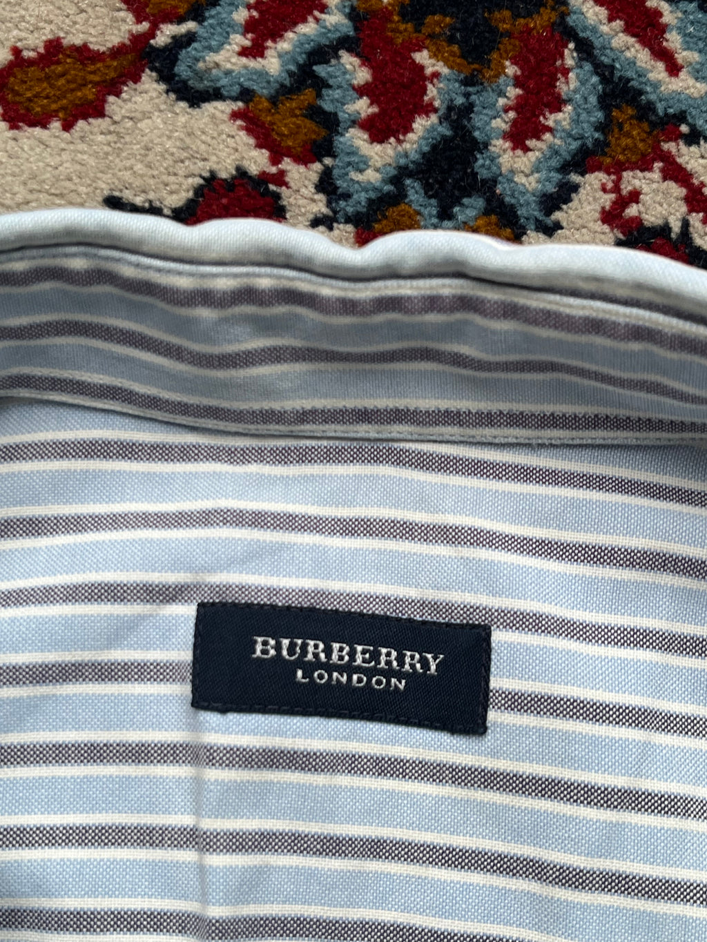 BURBERRY LONDON BLUE STRIPED OXFORD BUTTON DOWN SHIRT - XL