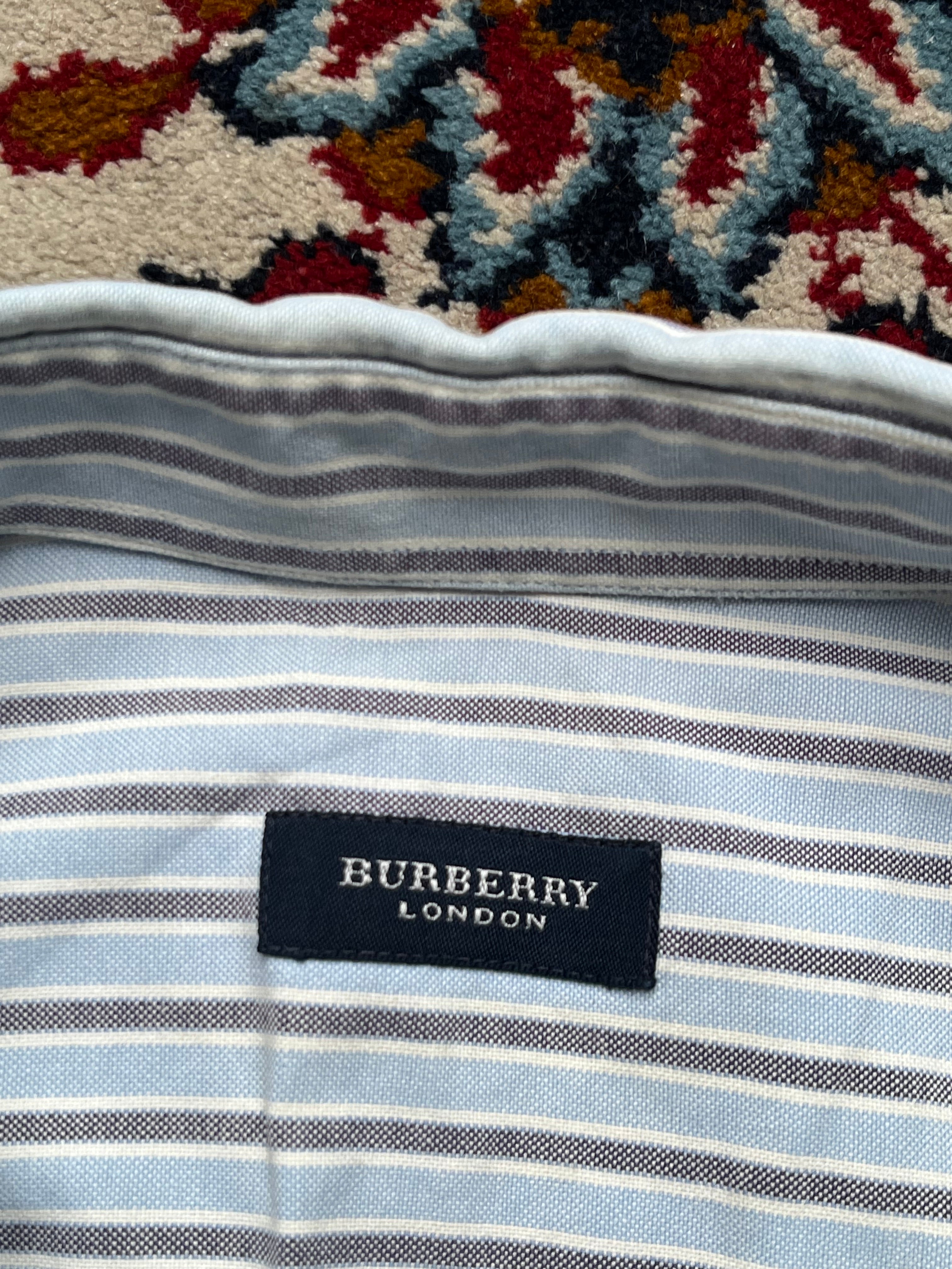 BURBERRY LONDON BLUE STRIPED OXFORD BUTTON DOWN SHIRT - XL