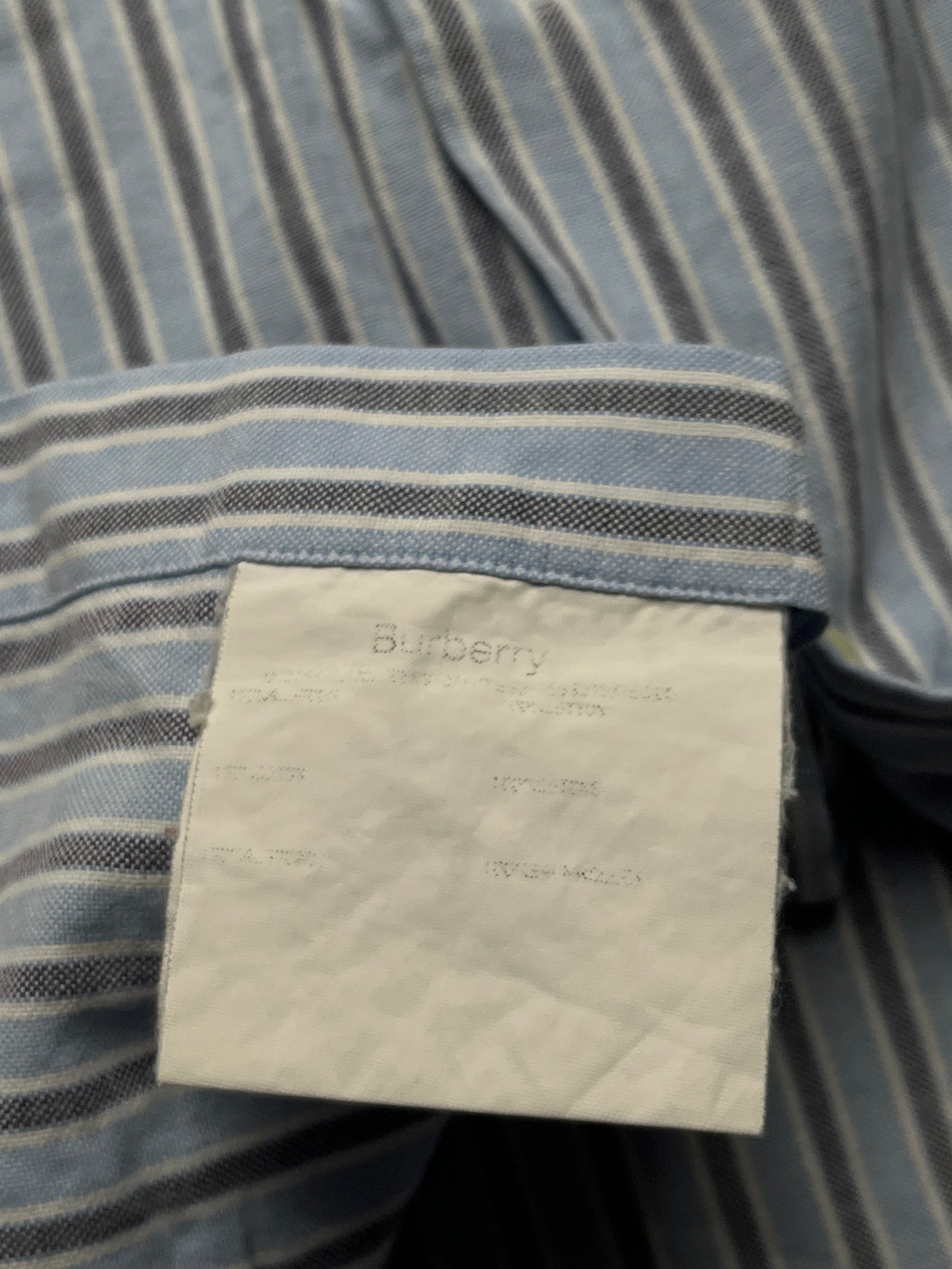 BURBERRY LONDON BLUE STRIPED OXFORD BUTTON DOWN SHIRT - XL