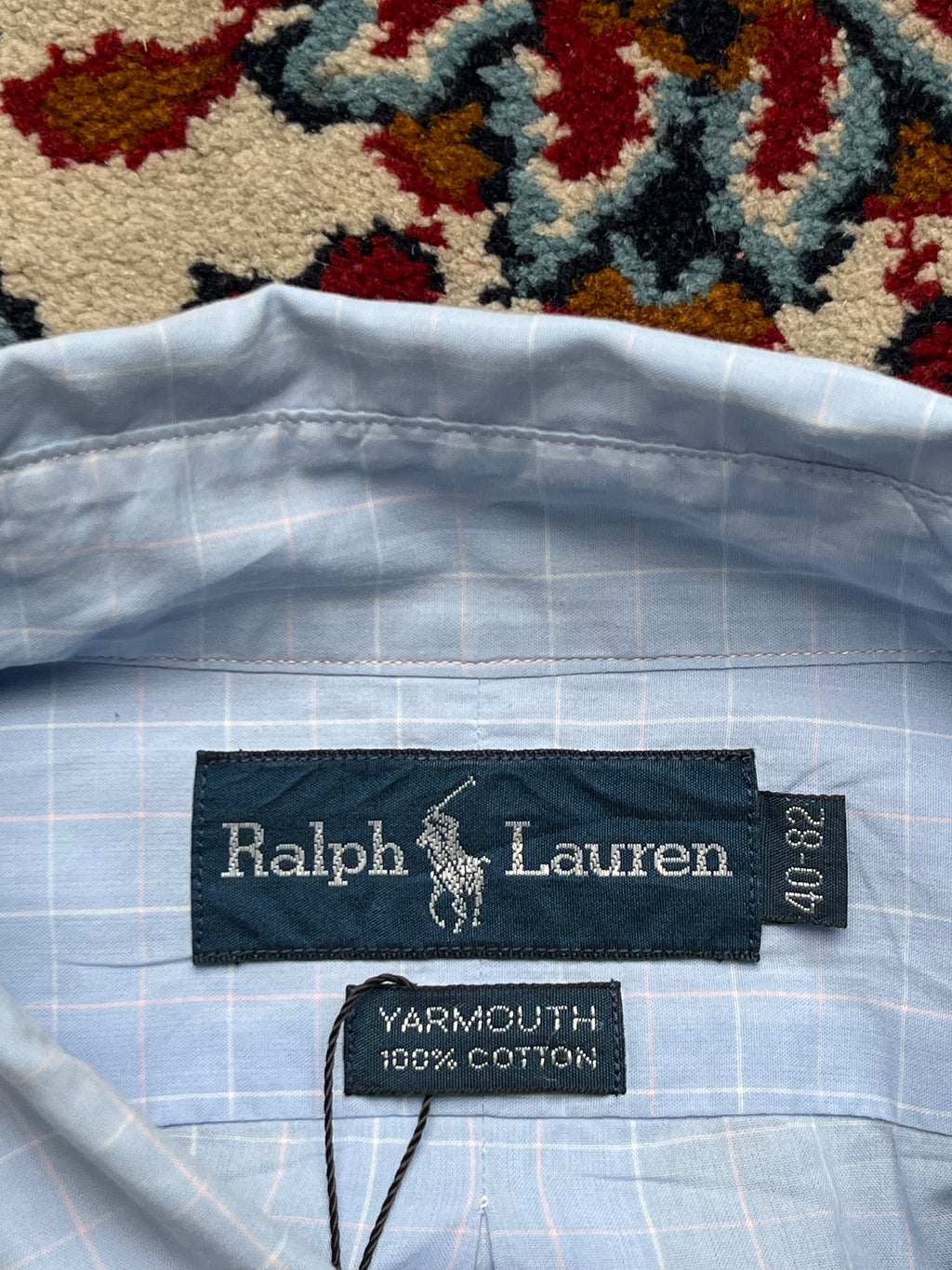 POLO RALPH LAUREN YARMOUTH LIGHT BLUE CHECK BUTTON DOW1N SHIRT - M