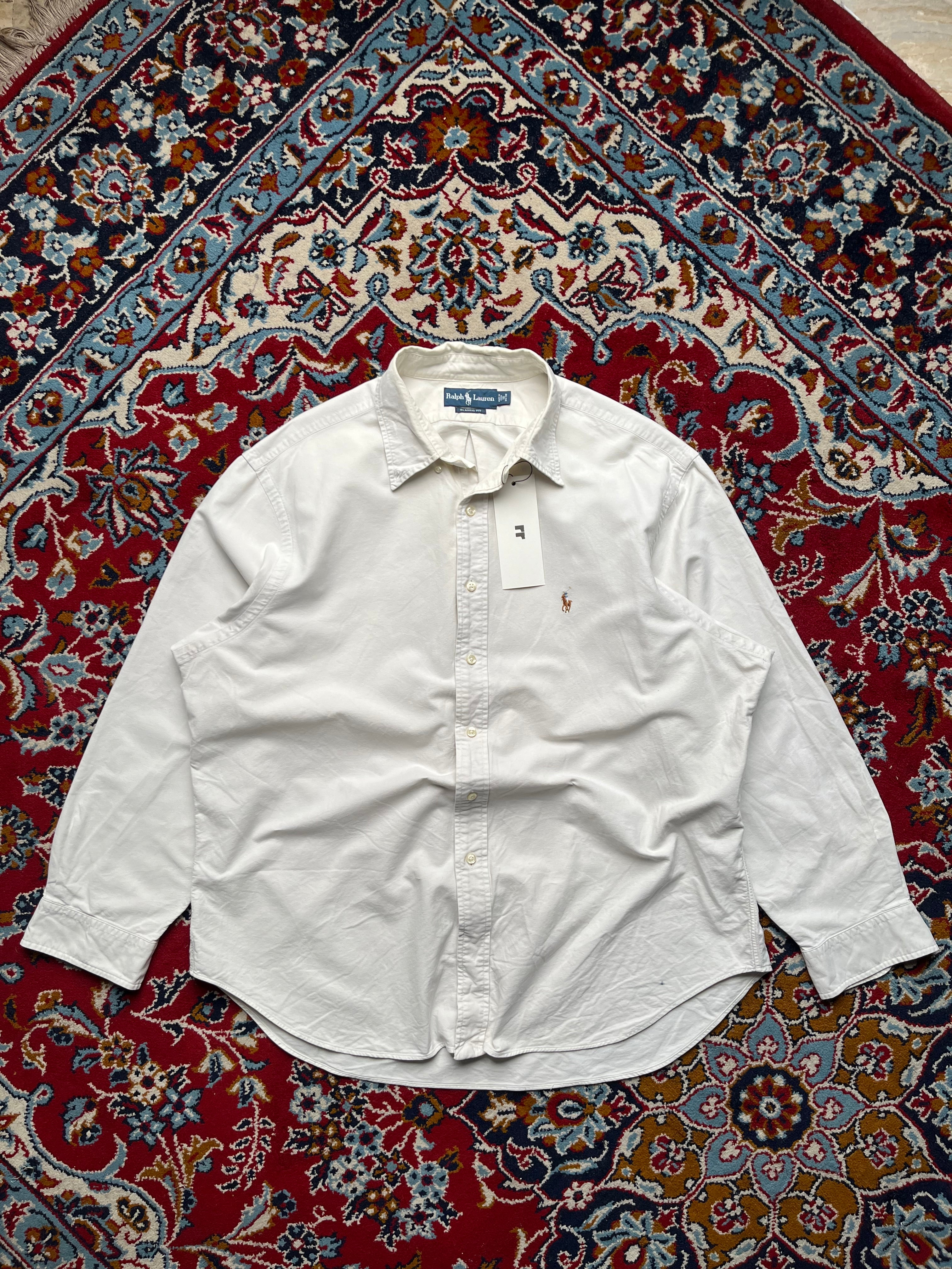 POLO RALPH LAUREN CLASSIC FIT WHITE OXFORD BUTTON DOWN SHIRT - XL