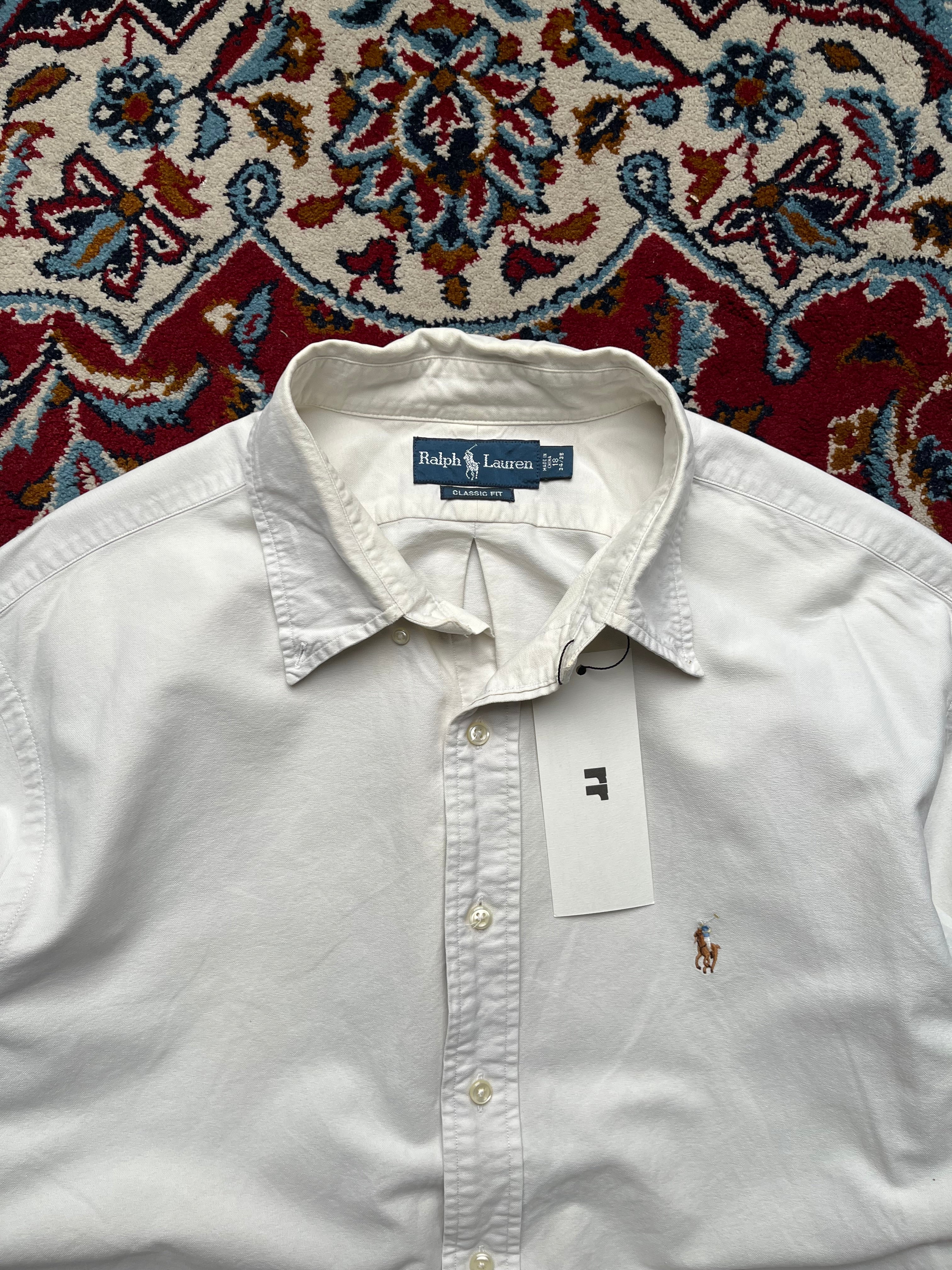 POLO RALPH LAUREN CLASSIC FIT WHITE OXFORD BUTTON DOWN SHIRT - XL