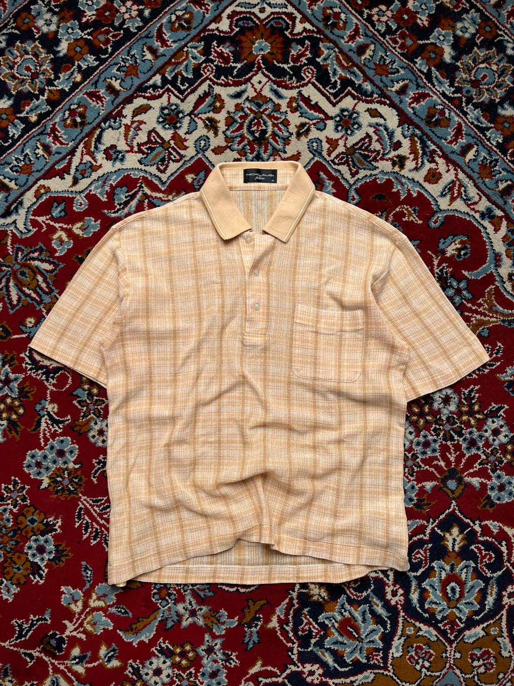 Vintage Jack Nicklaus Plaid Knit Polo Tee - M