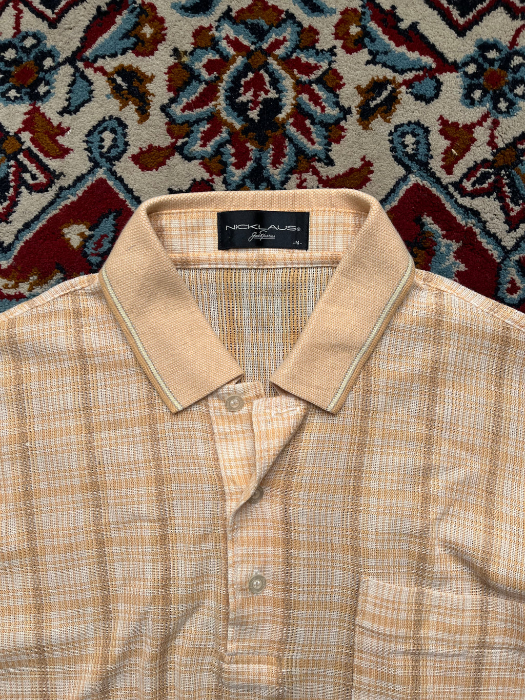 Vintage Jack Nicklaus Plaid Knit Polo Tee - M