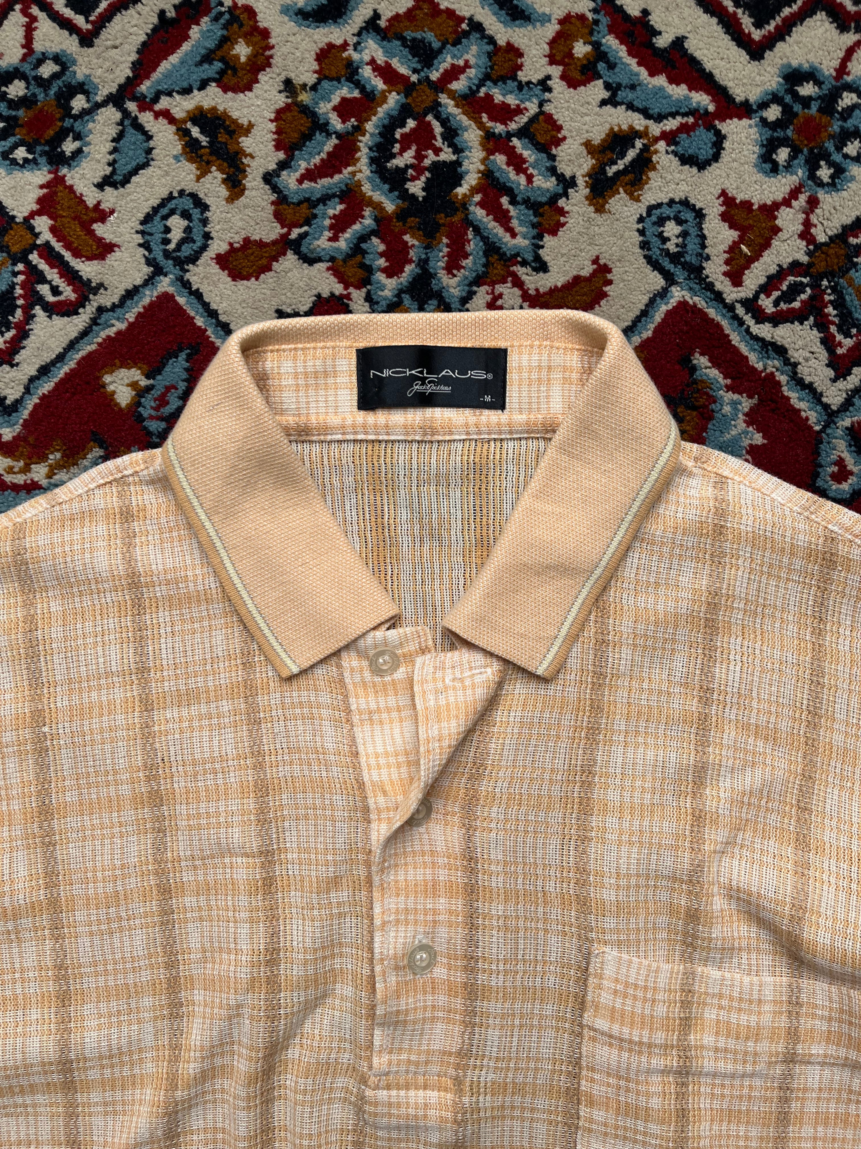 Vintage Jack Nicklaus Plaid Knit Polo Tee - M