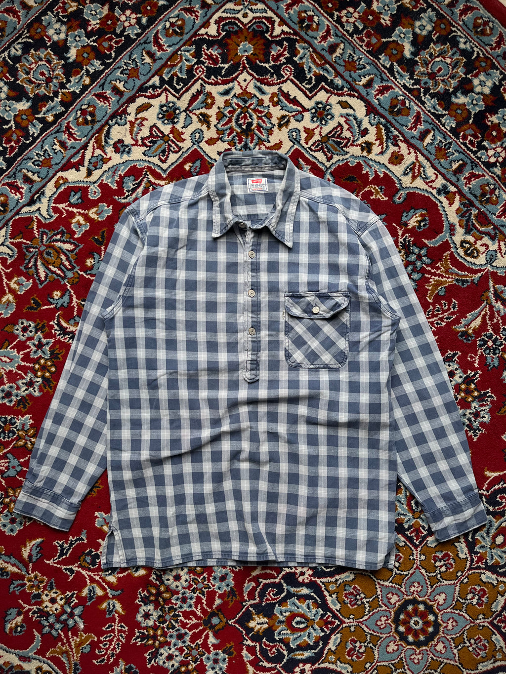 Vintage LEVI'S Blue Checked Cotton Shirt - L
