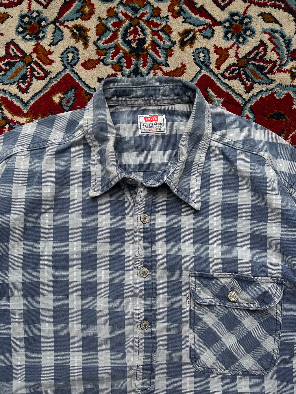 Vintage LEVI'S Blue Checked Cotton Shirt - L