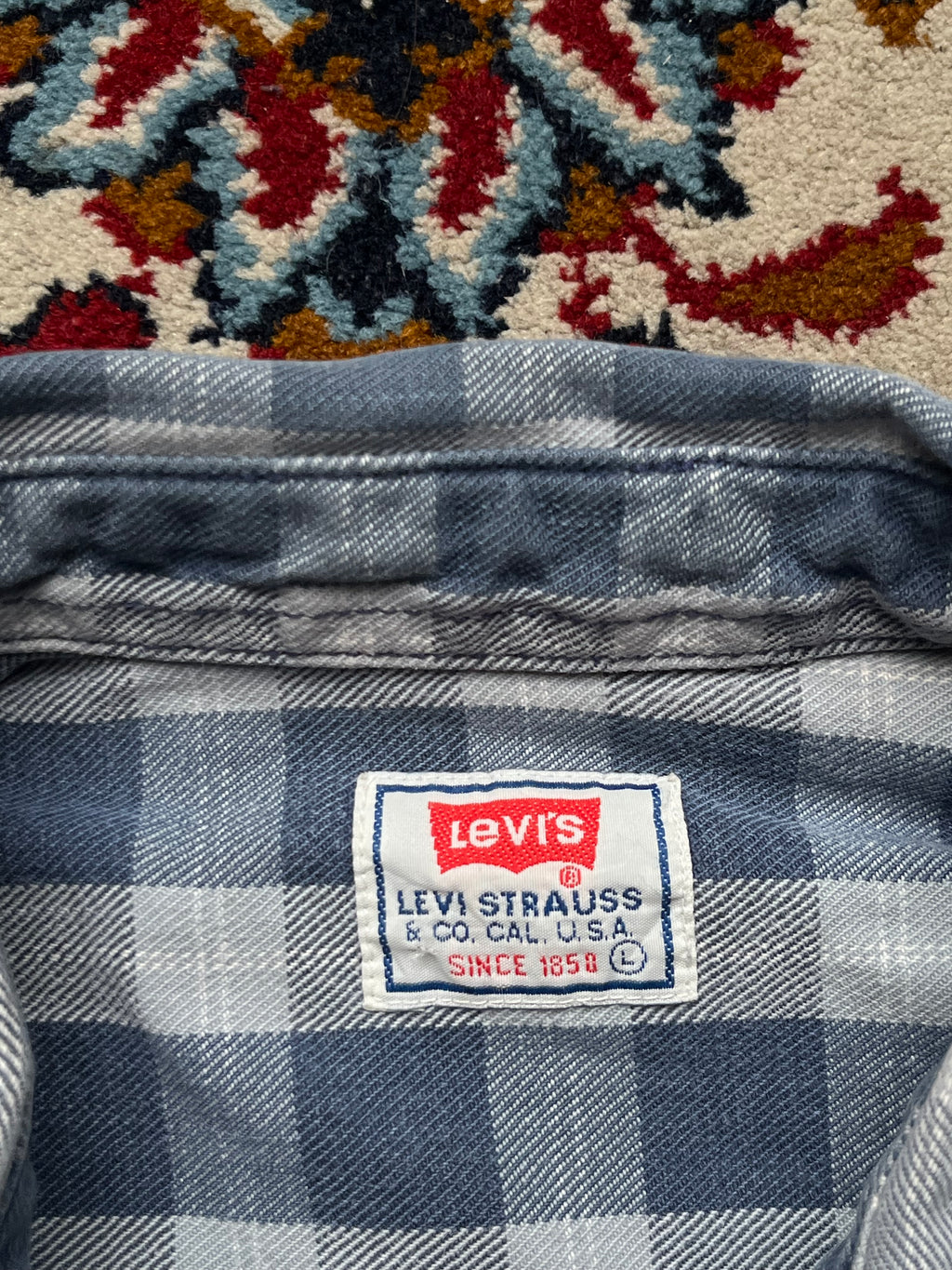 Vintage LEVI'S Blue Checked Cotton Shirt - L