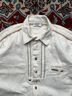 Spieth & Wensky Cream Embroidered Trachten Bavarian Traditional Button Down Shirt - M
