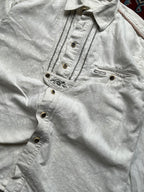 Spieth & Wensky Cream Embroidered Trachten Bavarian Traditional Button Down Shirt - M