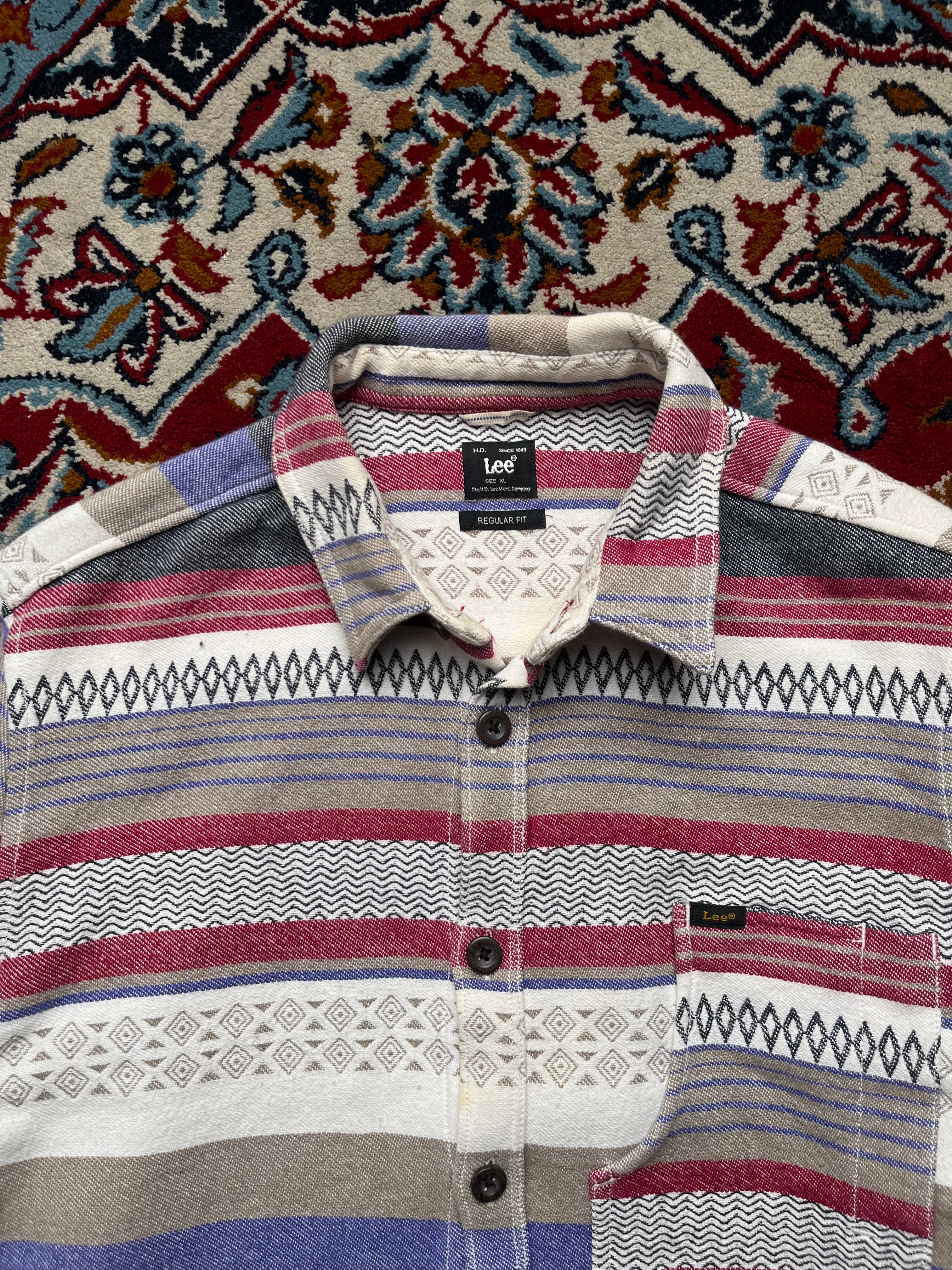 LEE Regular Fit Multicolor Southwestern Striped Shacket - M