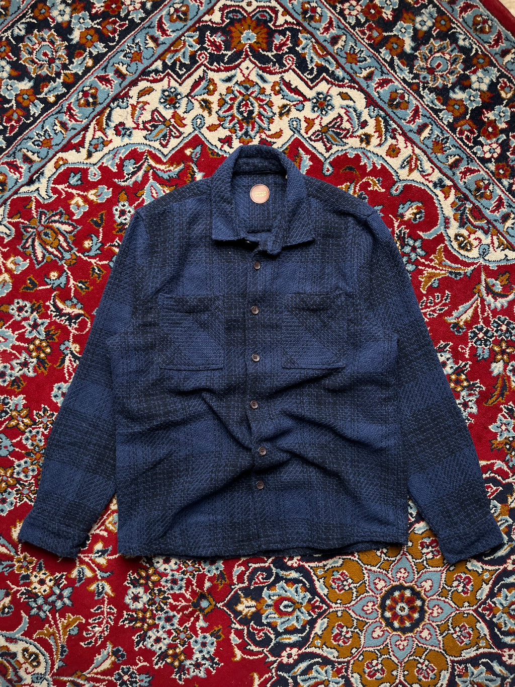 Common People Navy Blue Textured Boucle Shacket - L