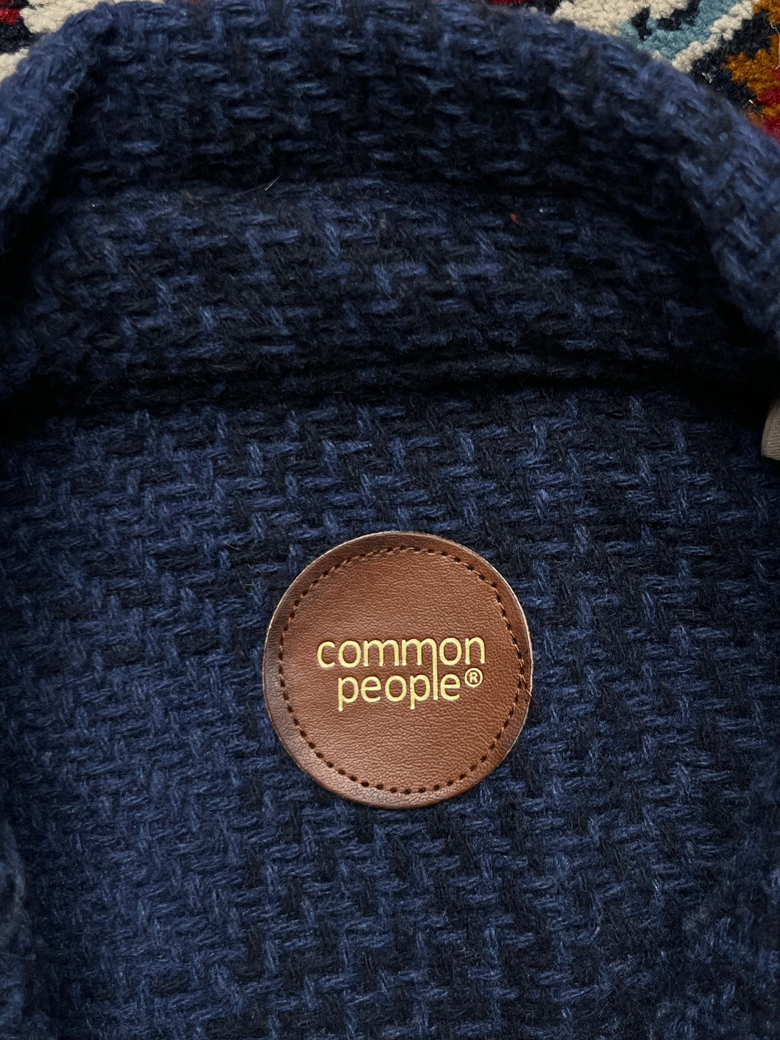 Common People Navy Blue Textured Boucle Shacket - L