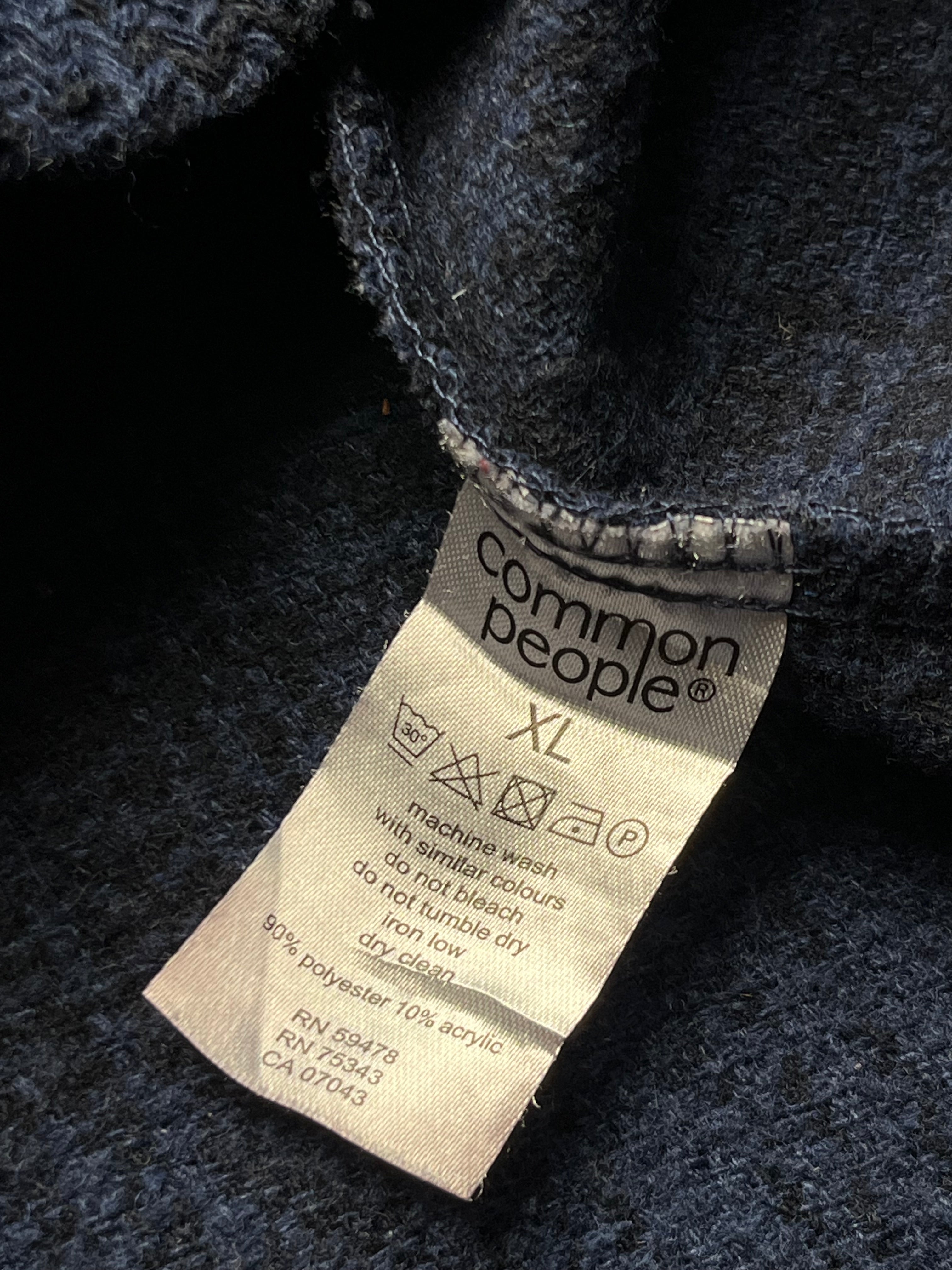 Common People Navy Blue Textured Boucle Shacket - L