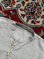Vintage Grey Textured Cotton Linen Henley Pullover Shirt - S