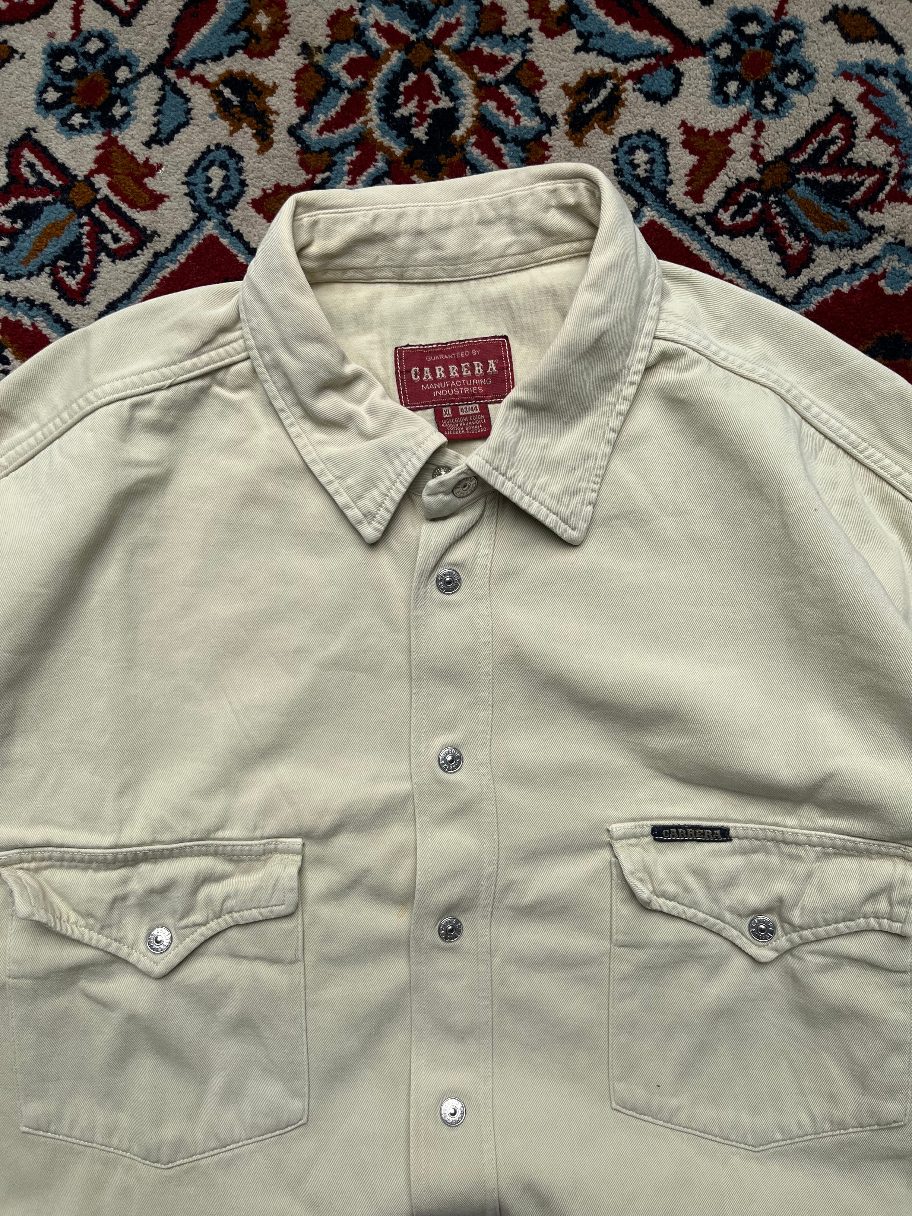 Carrera Cream Heavy Cotton Twill Western Snap Shirt - XL
