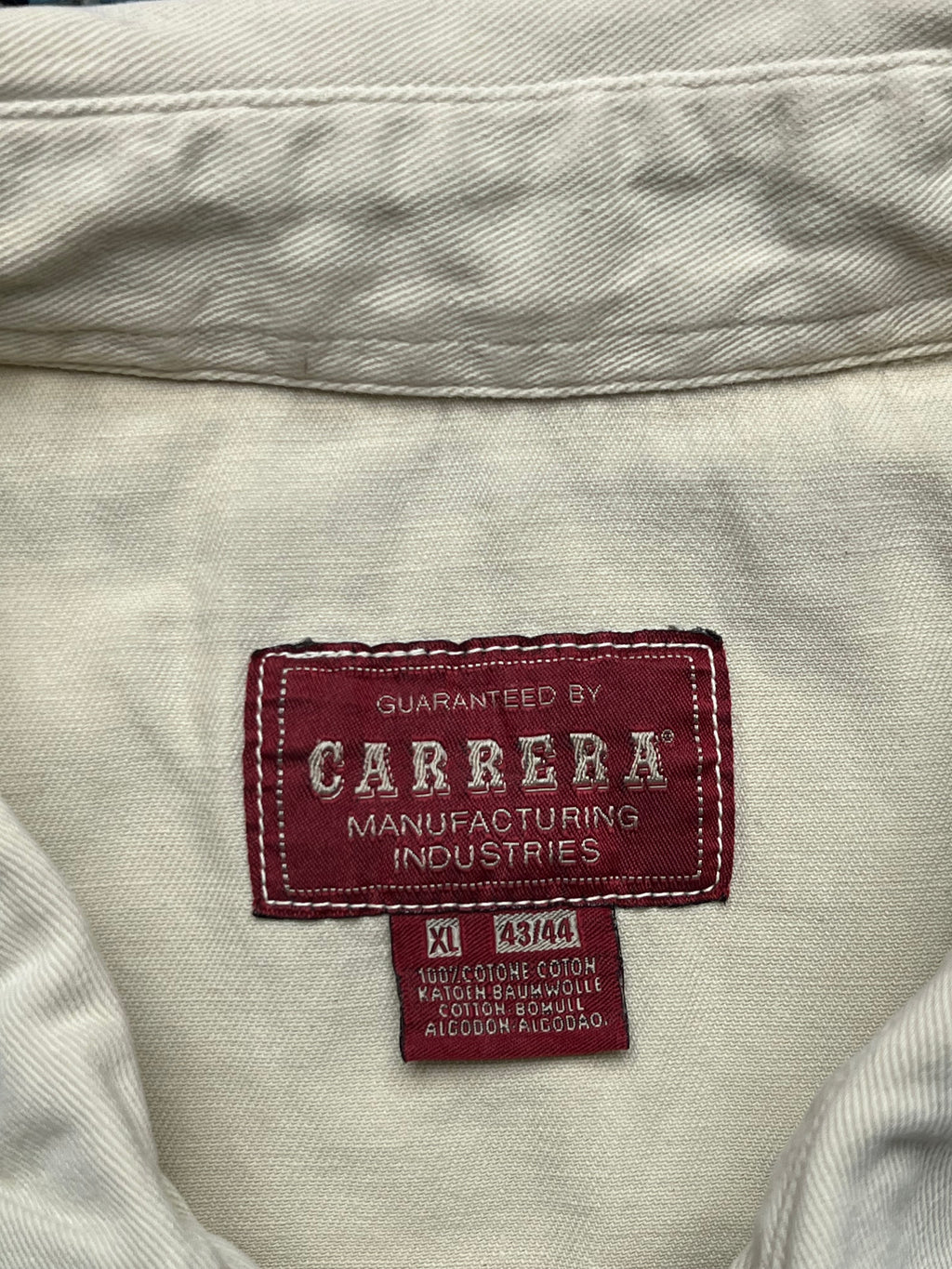 Carrera Cream Heavy Cotton Twill Western Snap Shirt - XL