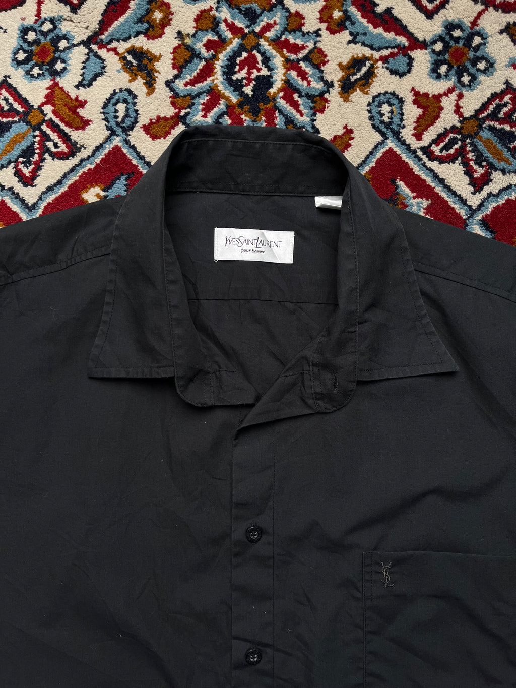 YSL Yves Saint Laurent Pour Homme Black Button Down Shirt - XL