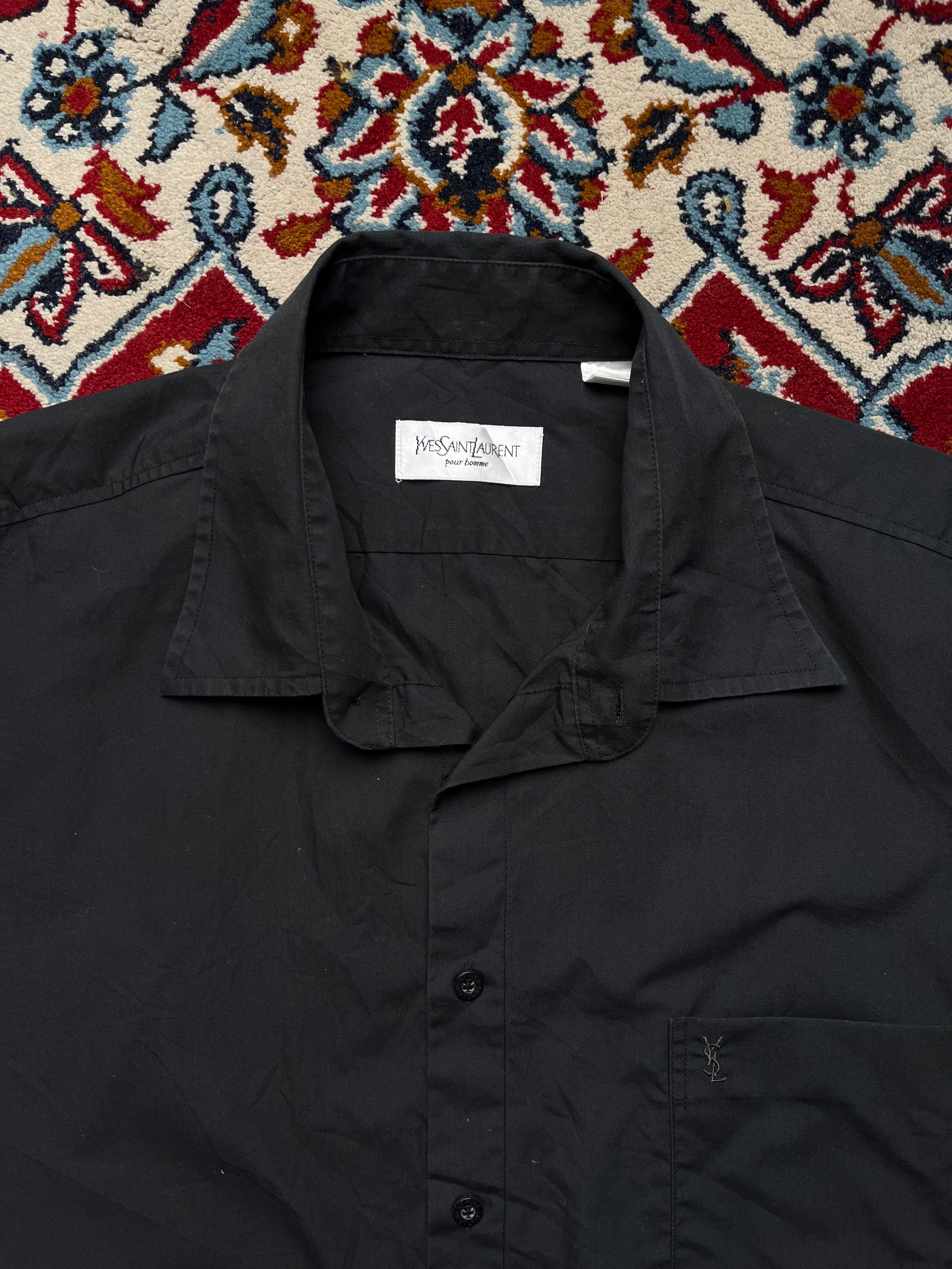 YSL Yves Saint Laurent Pour Homme Black Button Down Shirt - XL