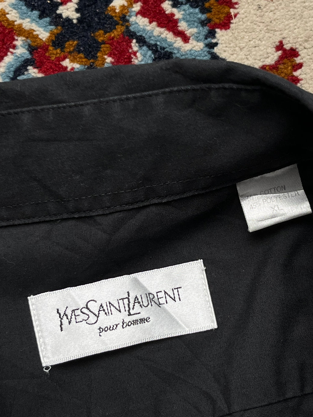 YSL Yves Saint Laurent Pour Homme Black Button Down Shirt - XL