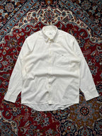 Lacoste White Crocodile Logo Button Down Shirt - XL