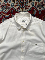 Lacoste White Crocodile Logo Button Down Shirt - XL