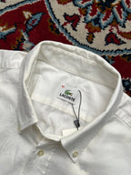 Lacoste White Crocodile Logo Button Down Shirt - XL