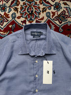 Polo Ralph Lauren Blue White Micro Check Custom Fit Button Down Shirt - L