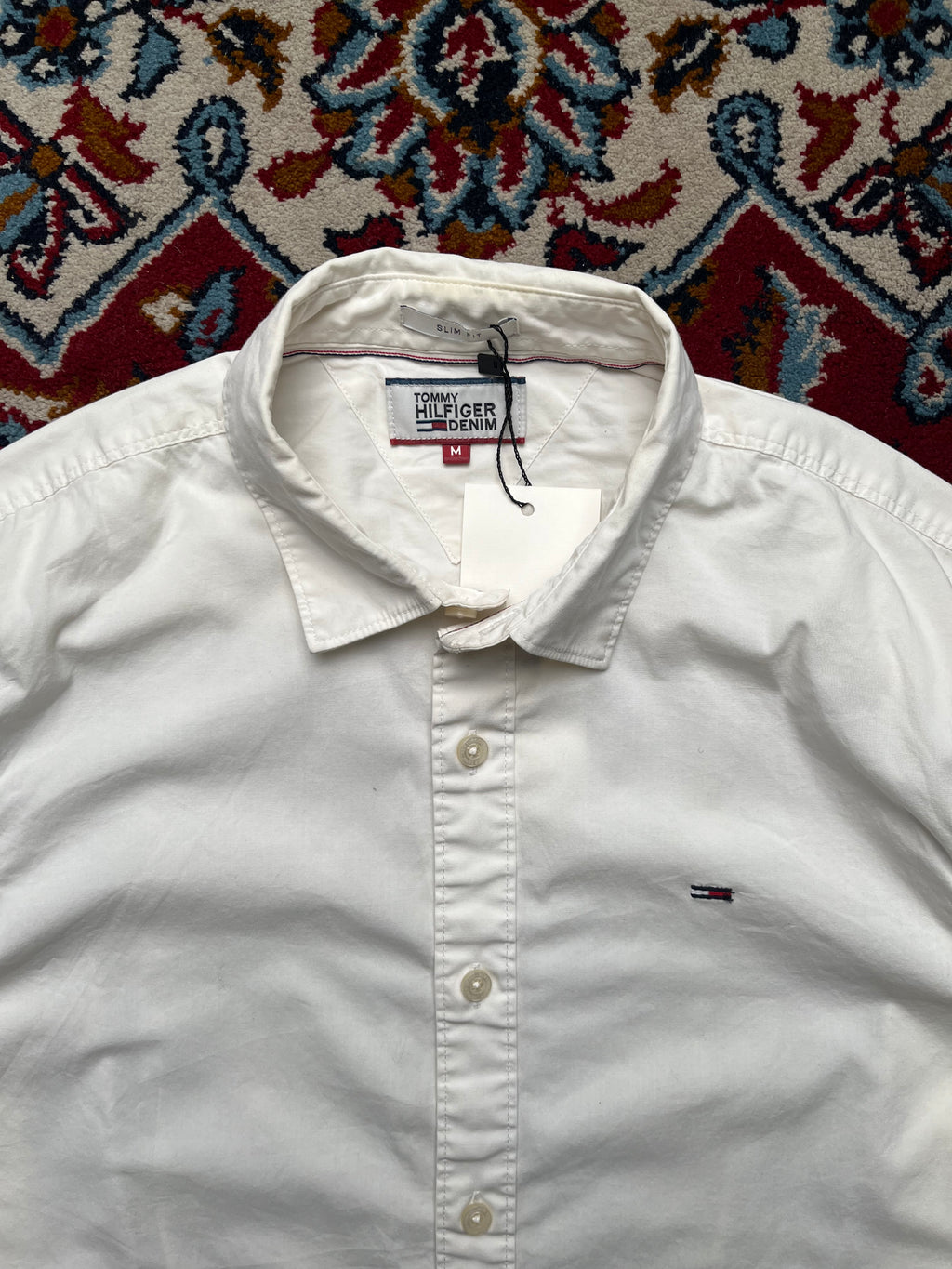 Tommy Hilfiger Denim White Slim Fit Button Down Shirt - M