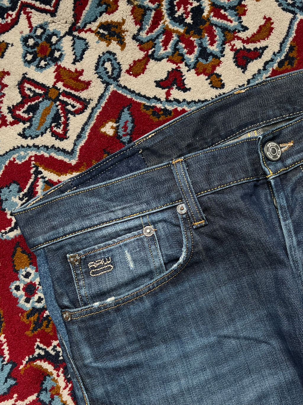 G-Star Raw 3301 Straight Fit Indigo Blue Washed Jeans - 36
