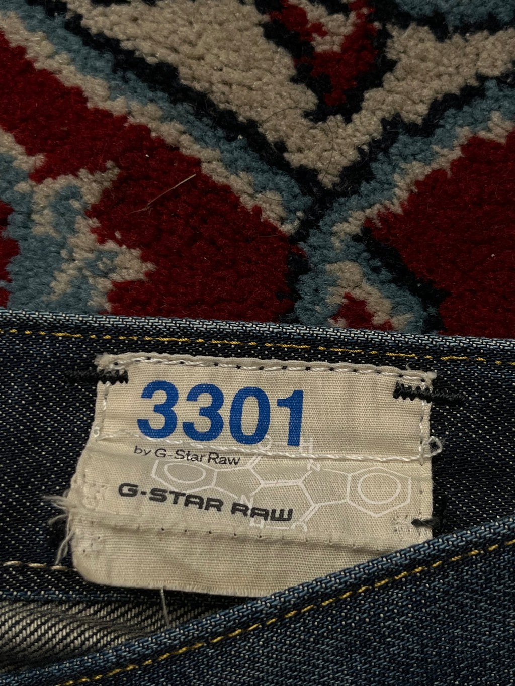 G-Star Raw 3301 Straight Fit Indigo Blue Washed Jeans - 36