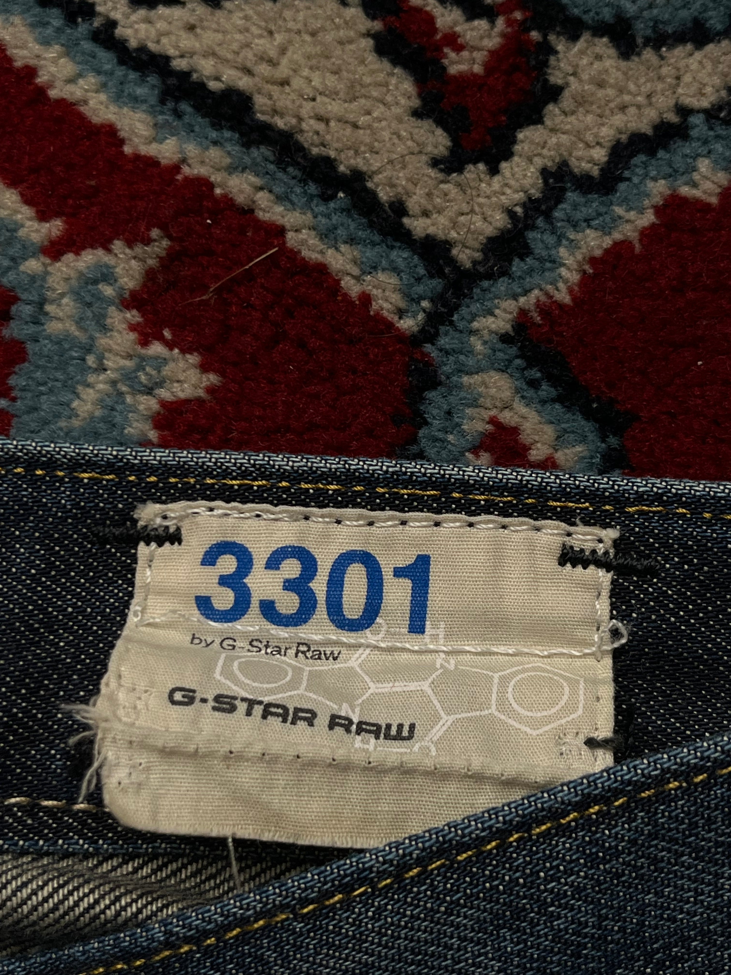 G-Star Raw 3301 Straight Fit Indigo Blue Washed Jeans - 36