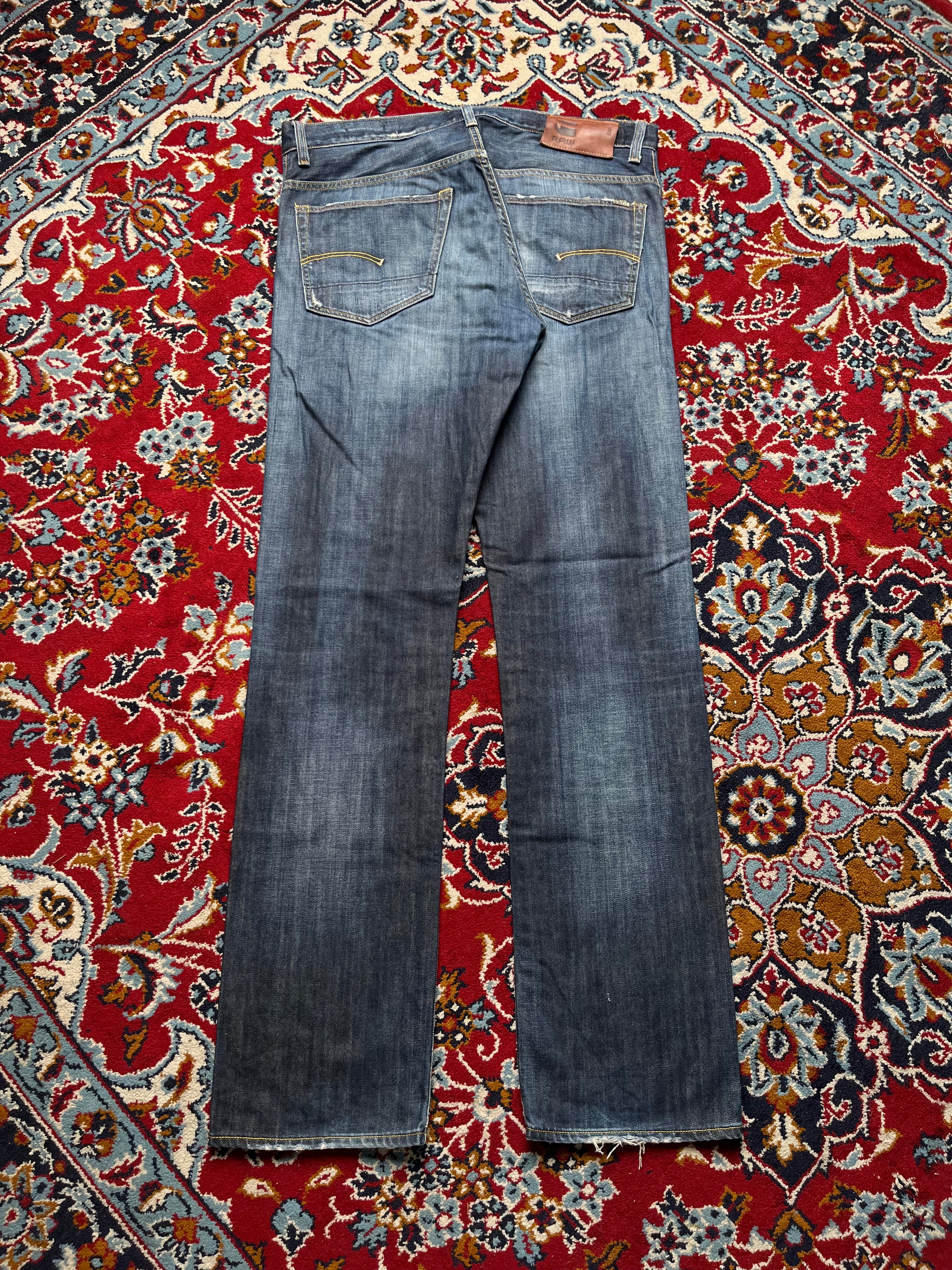 G-Star Raw 3301 Straight Fit Indigo Blue Washed Jeans - 36