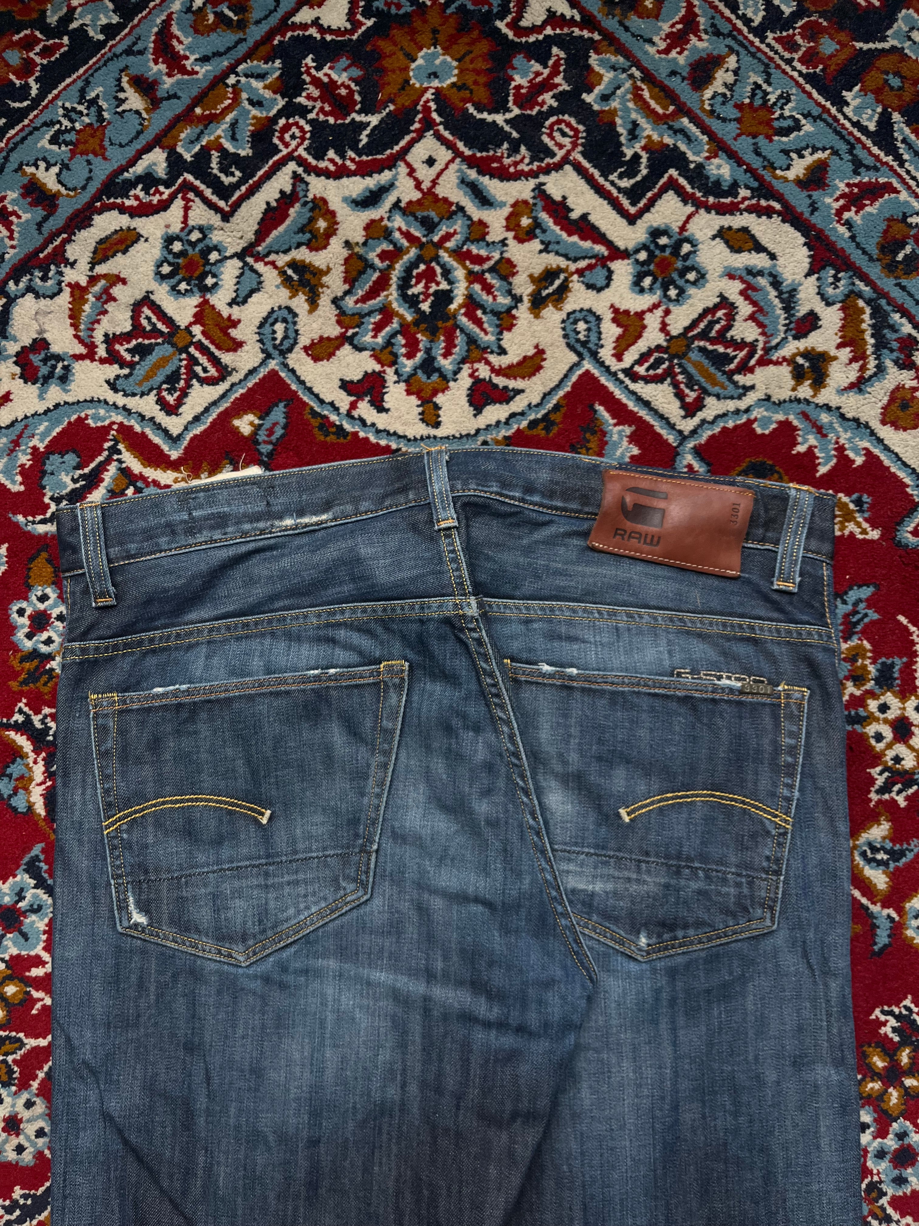 G-Star Raw 3301 Straight Fit Indigo Blue Washed Jeans - 36