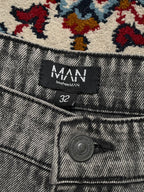 boohooMAN Washed Grey Loose Fit Multi Pocket Cargo Jeans - 32