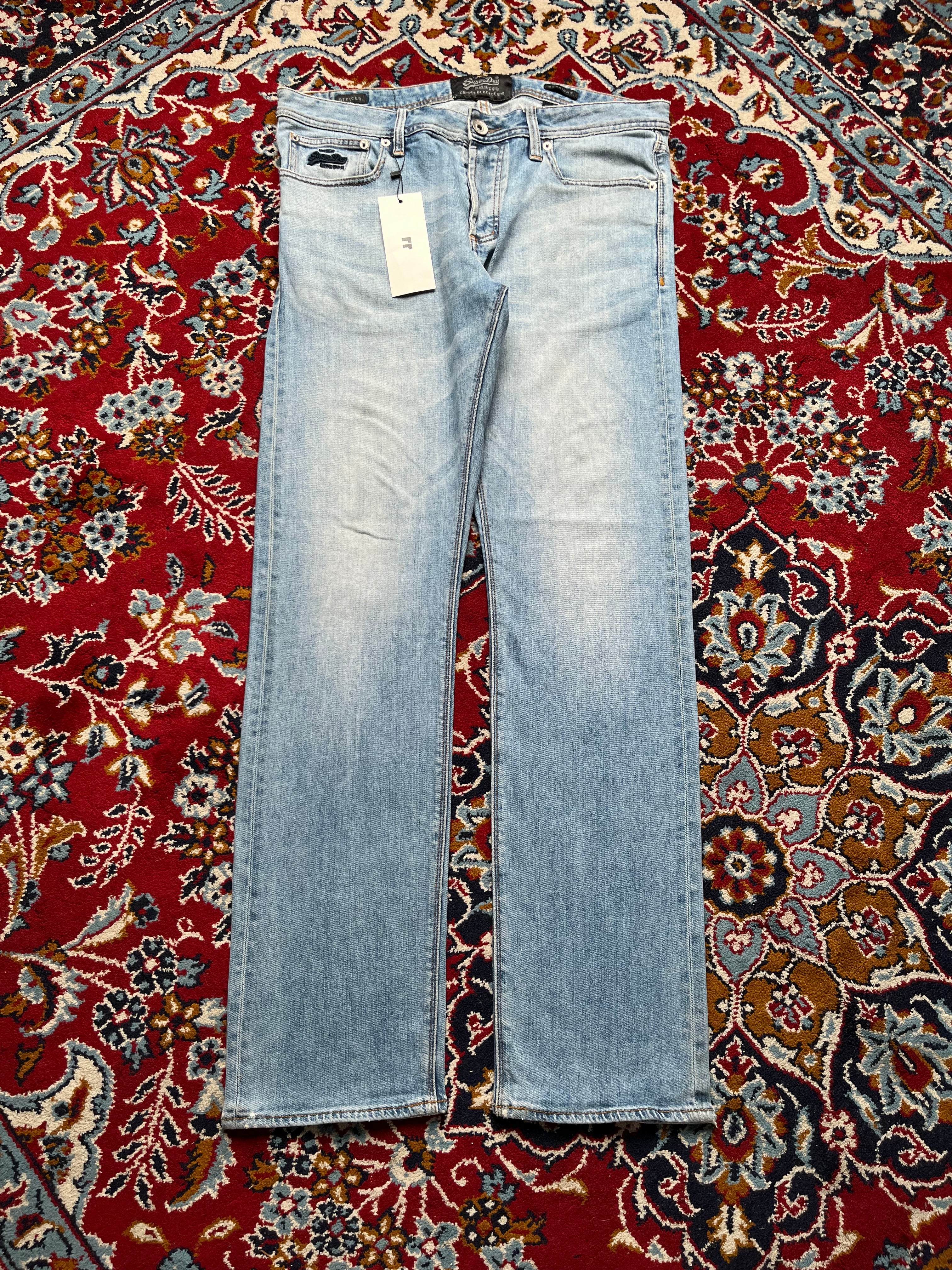 Superdry Vintage Officer Straight Fit Light Washed Jeans - 36