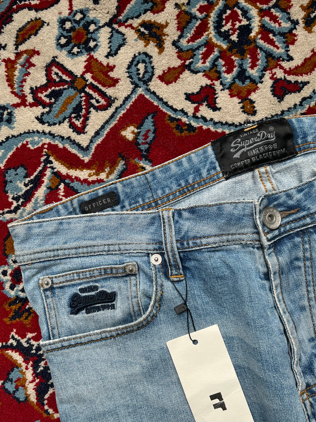Superdry Vintage Officer Straight Fit Light Washed Jeans - 36