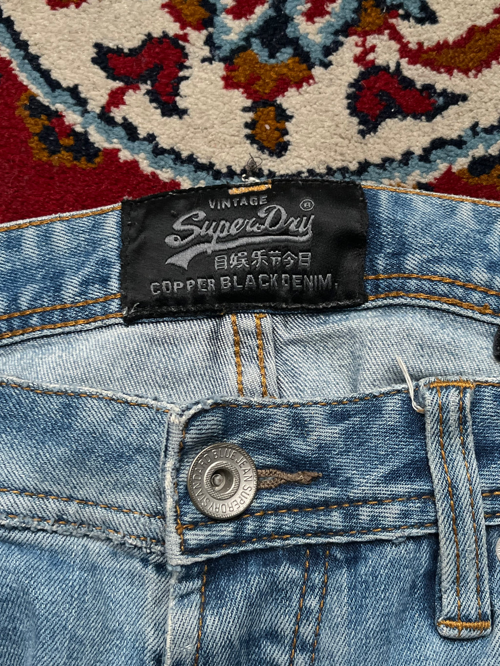 Superdry Vintage Officer Straight Fit Light Washed Jeans - 36