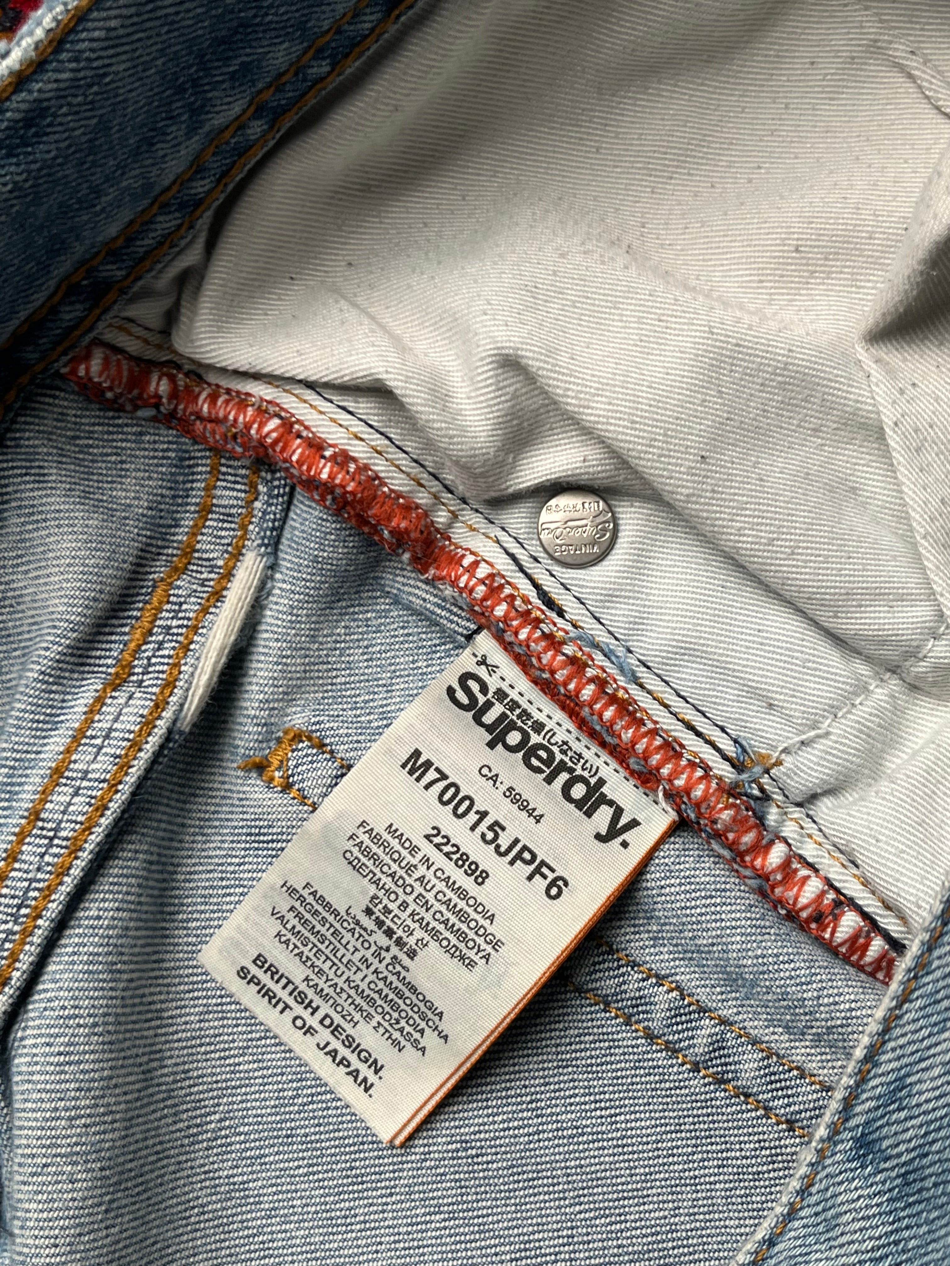 Superdry Vintage Officer Straight Fit Light Washed Jeans - 36