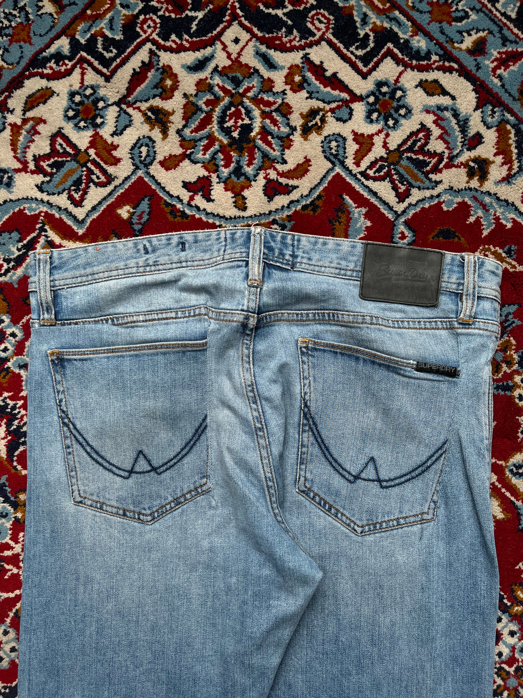 Superdry Vintage Officer Straight Fit Light Washed Jeans - 36