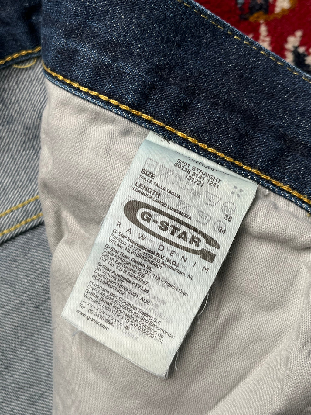 G-STAR RAW 3301 Straight Fit Dark Washed JEANS - 36