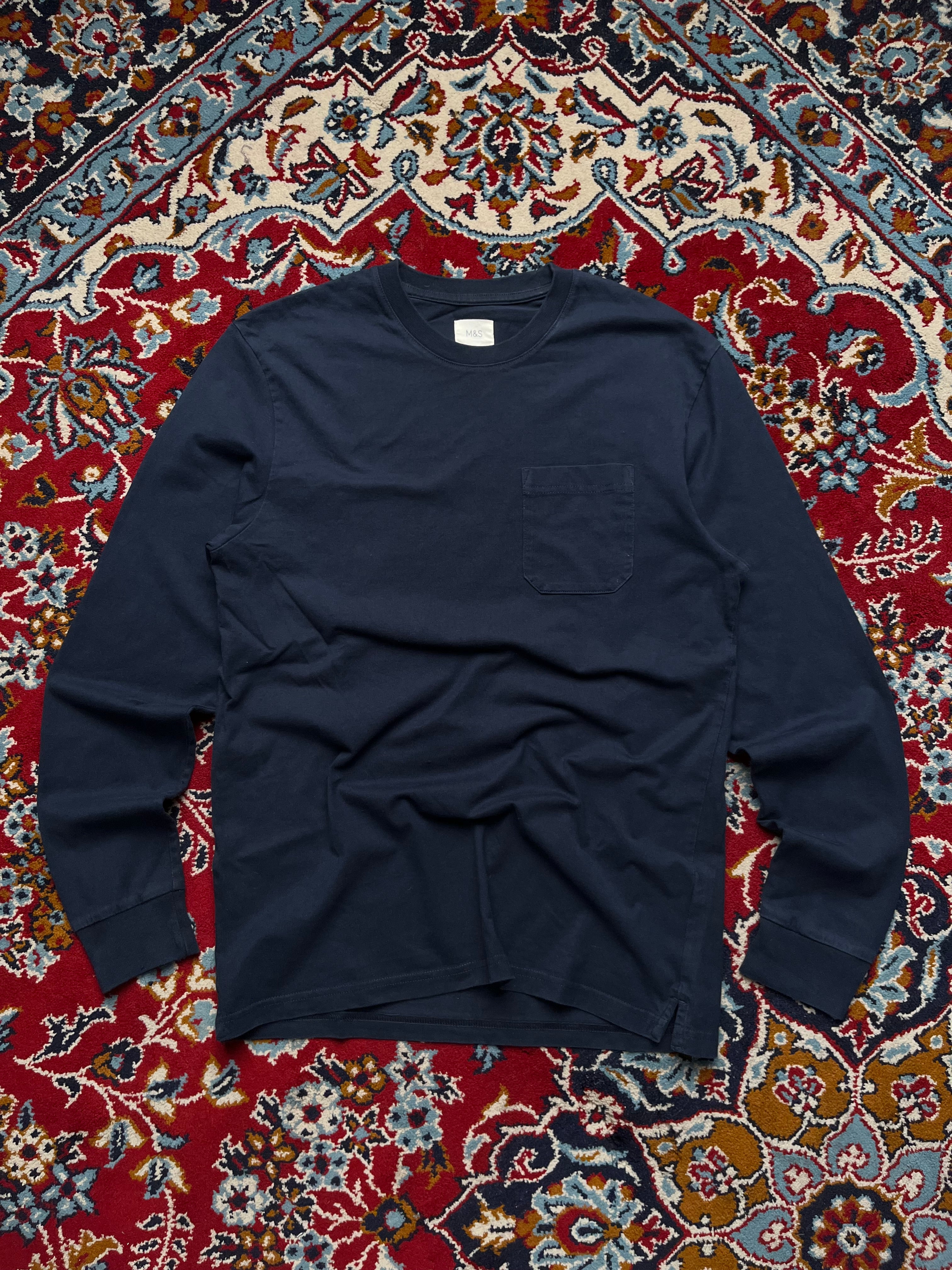 M&S Marks & Spencer Navy Blue Long Sleeve Shirt - M