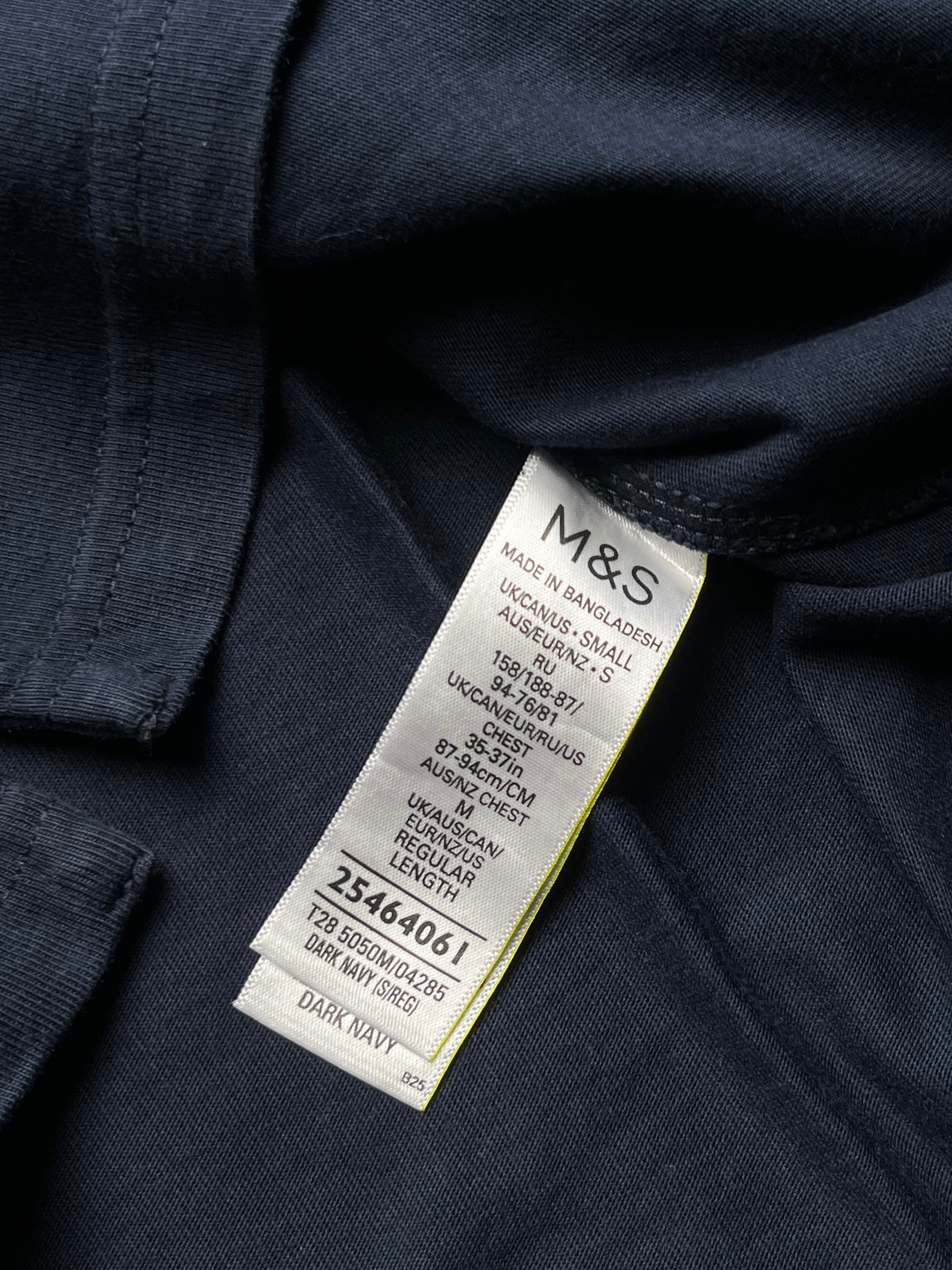 M&S Marks & Spencer Navy Blue Long Sleeve Shirt - M