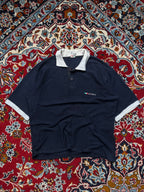 EMM&DI Navy Blue Textured Roma Polo TEE - M